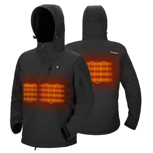 Heated Soft Shell Jacket with Battery Pack - Detachable Hood