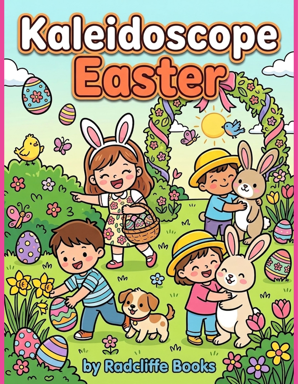 Kaleidoscope Easter coloring book cover by Radcliffe Books with 40 unique coloring pages