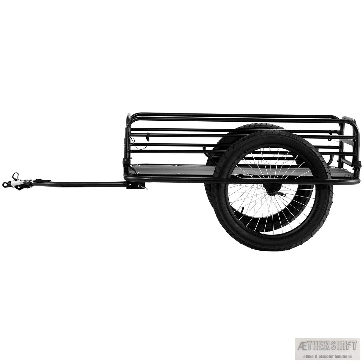 Bike cargo trailer with 275 lb capacity, axle-mount for e-bikes