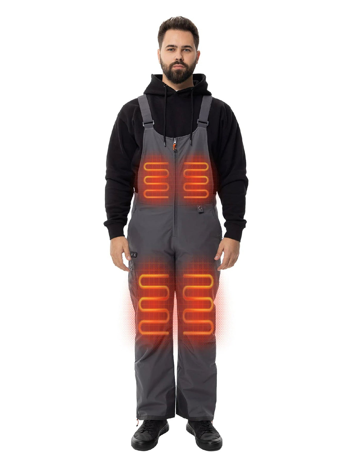 Heated Insulated Bib Overalls with Battery Pack - Waterproof Winter Work Overalls