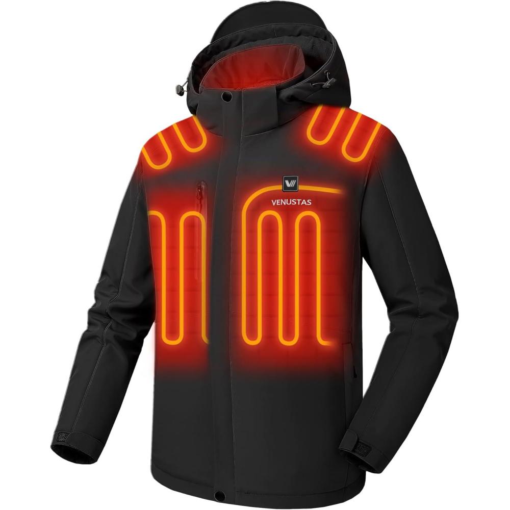 Heated Winter Jacket with Battery Pack - Unisex, Detachable Hood