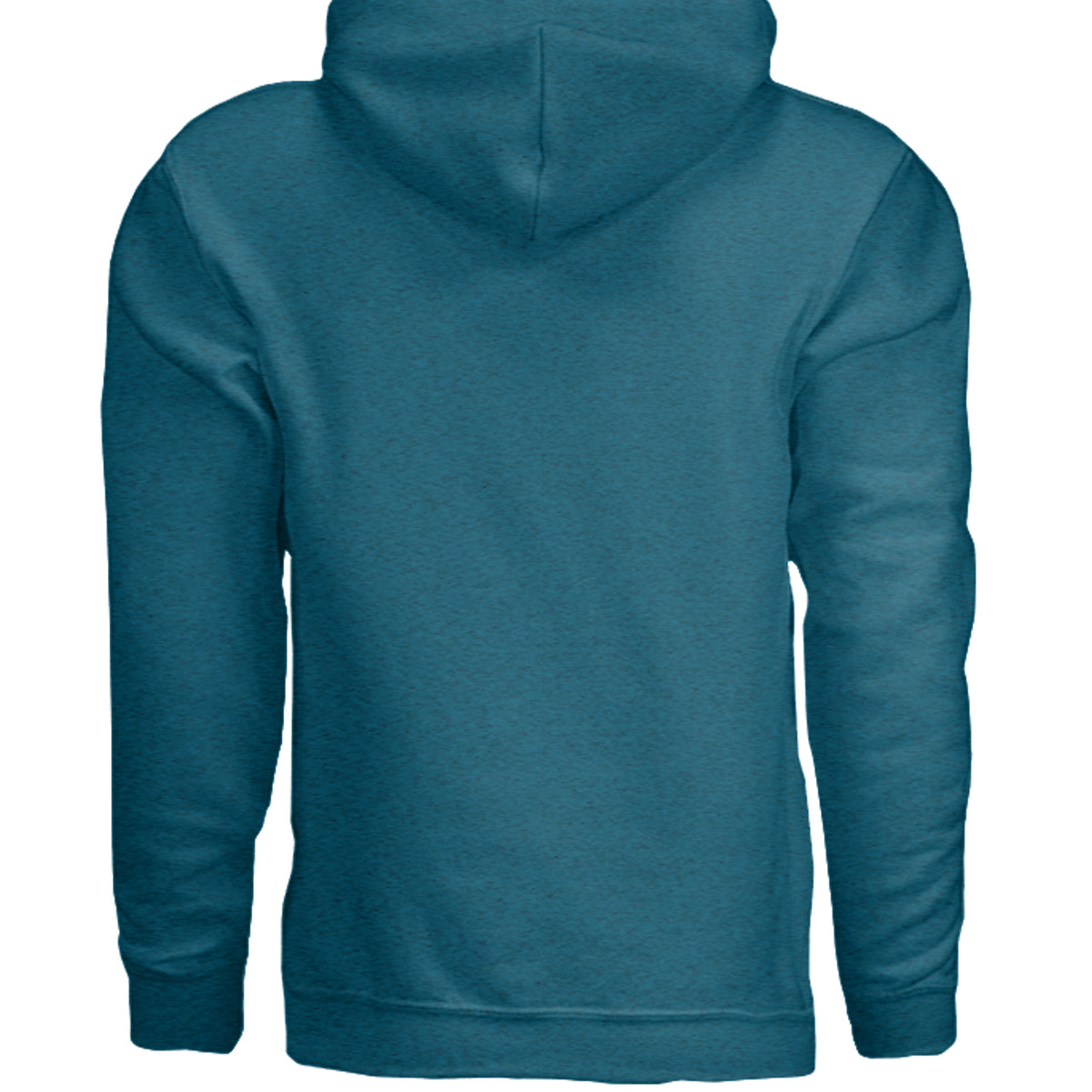Antique sapphire AetherShift black logo hoodie, back view — Gildan G185 heavy blend pullover