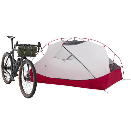 MSR Hubba Hubba Bikepack two-person tent set up for bicycle touring
