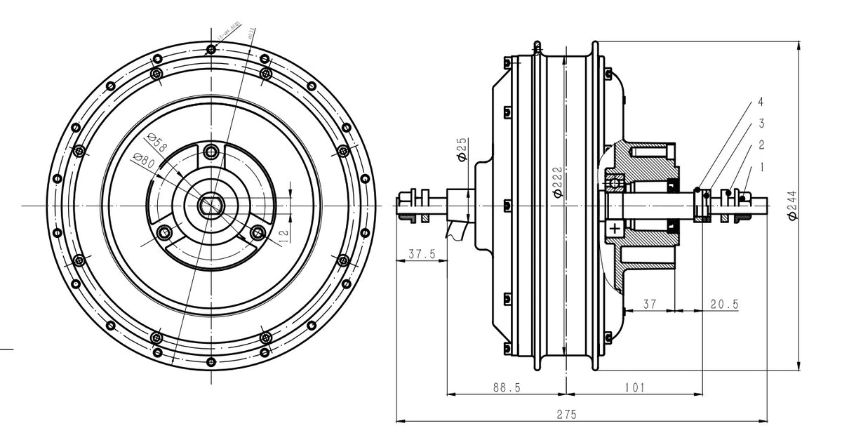 QS205 72V 5000W Hub Motor V3