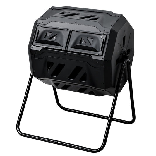 Outdoor Compost Tumbler - 43 Gallon Dual Chamber Rotating Composter