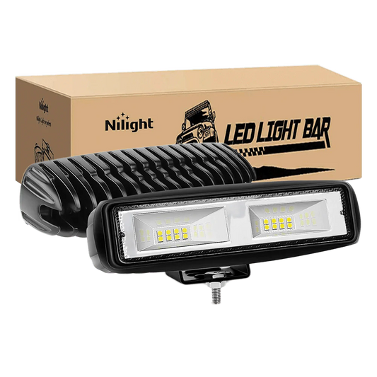 Nilight 48W 6-Inch LED Light Bar 2-Pack - Flood Beam