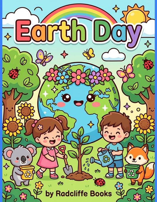 Earth Day coloring book cover by Radcliffe Books