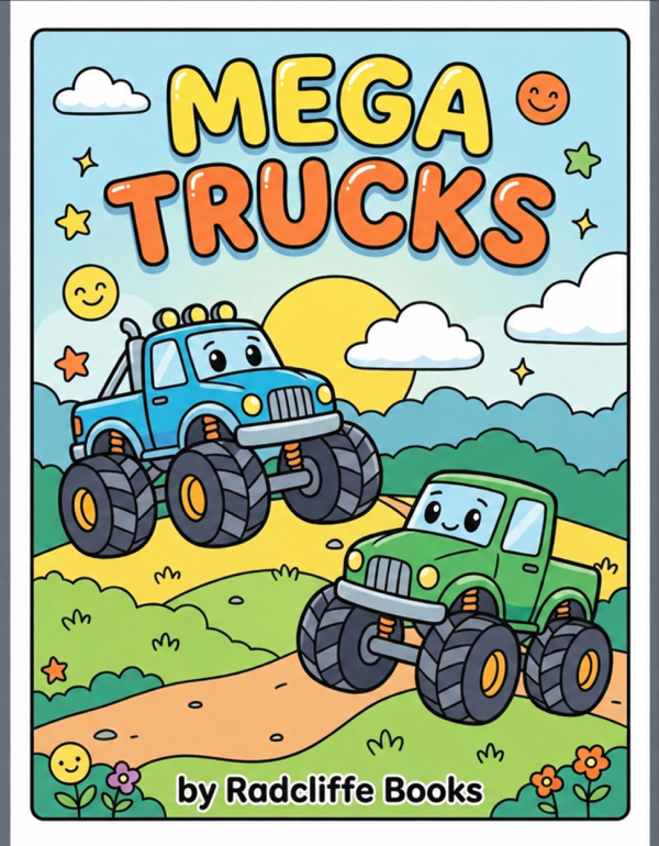 Mega Trucks coloring book by Laura Radcliffe, cover