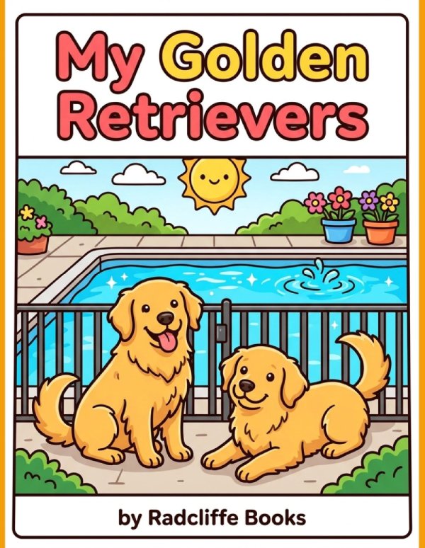 My Golden Retrievers coloring book cover by Laura Radcliffe
