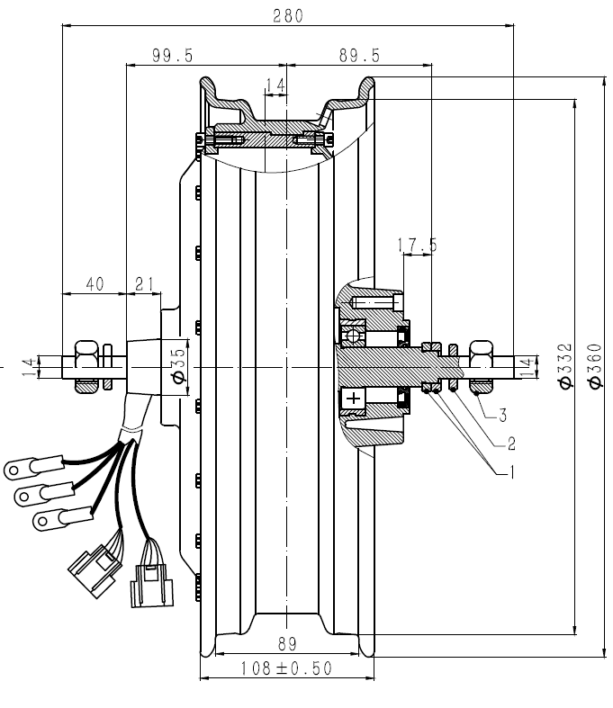 QS273 72V 8000W E-Motorcycle Hub Motor V3
