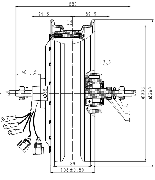 QS273 72V 8000W E-Motorcycle Hub Motor V3