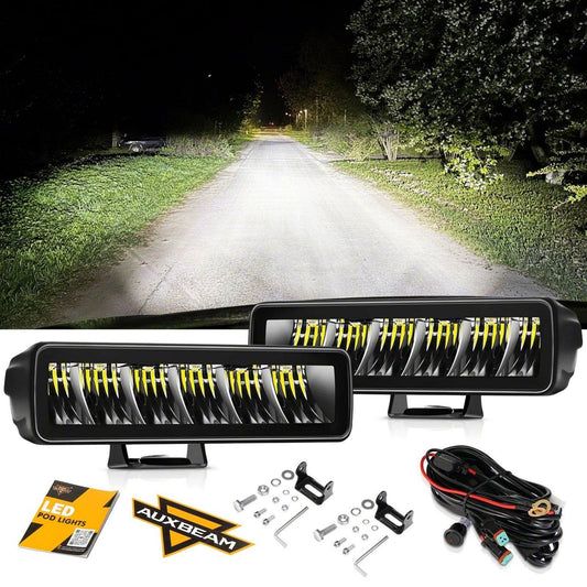 Auxbeam 6.3-Inch 60W LED Light Bar Pair - Driving Beam