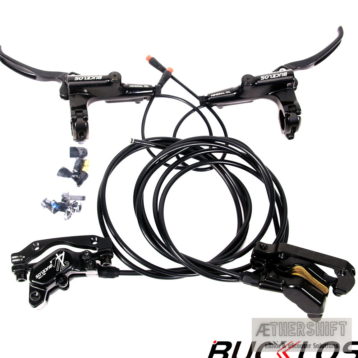 BUCKLOS HD-E735 4-piston hydraulic disc brake set with e-bike motor cutoff sensor