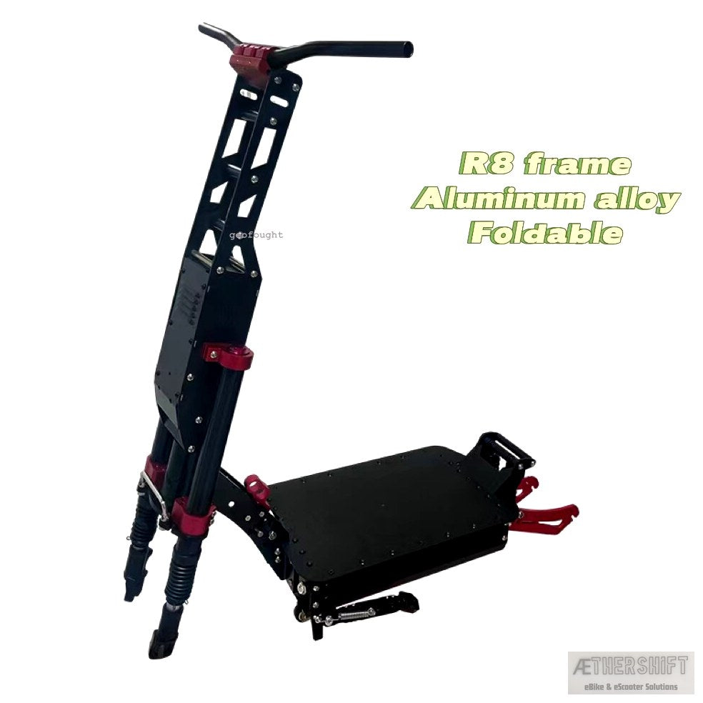 E-scooter chassis frame with built-in battery and controller compartment
