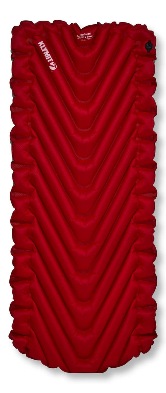Klymit Insulated Static V Luxe SL sleeping pad packed to pannier size