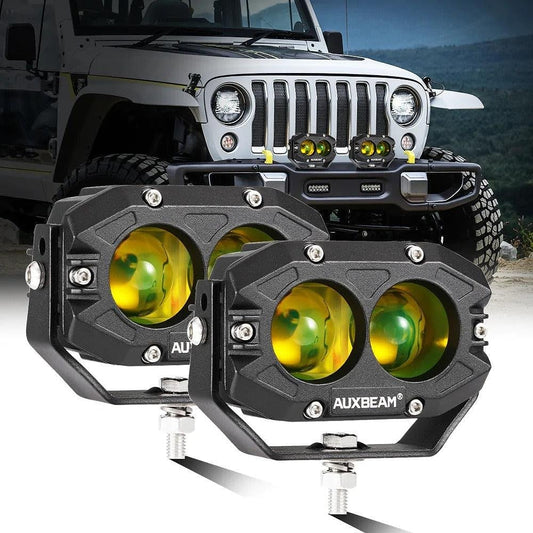 Auxbeam 4-Inch R4 60W Amber Flood LED Pod Pair