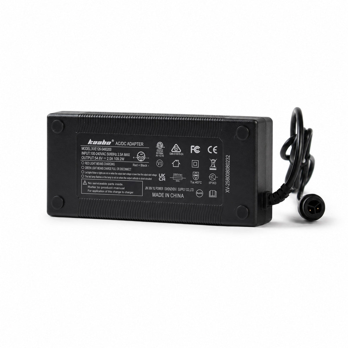 54.6V 2A Waterproof-Head Charger for Mantis X Plus / Kaabo Urban