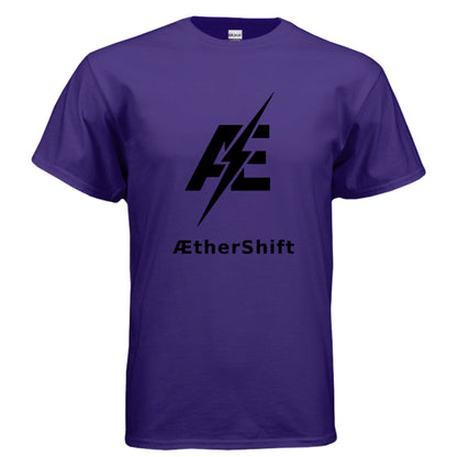 AetherShift logo t-shirt, front view, purple