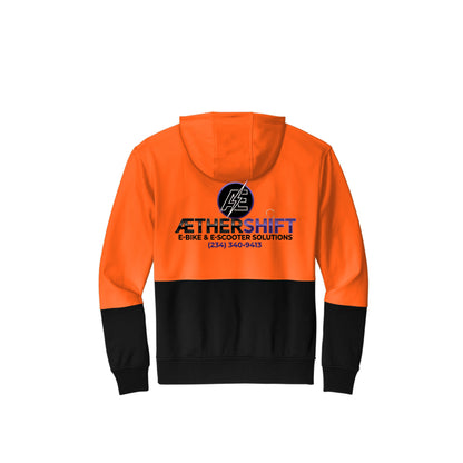 High-viz reflective safety hoodie for e-bike and scooter riders