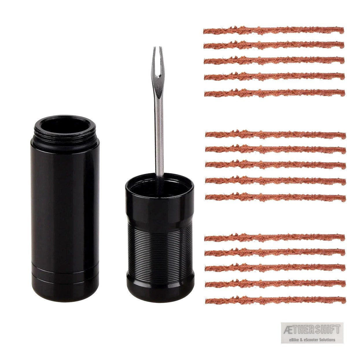Tubeless tire plug repair kit with tool and plugs