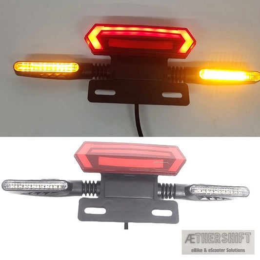 3-in-1 e-bike tail light with brake light and turn signals, 22-80V