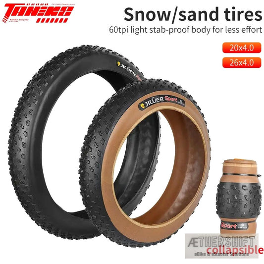 TANKE anti-puncture fat tire for e-bikes — 20x4.0, 24x4.0, and 26x4.0 sizes