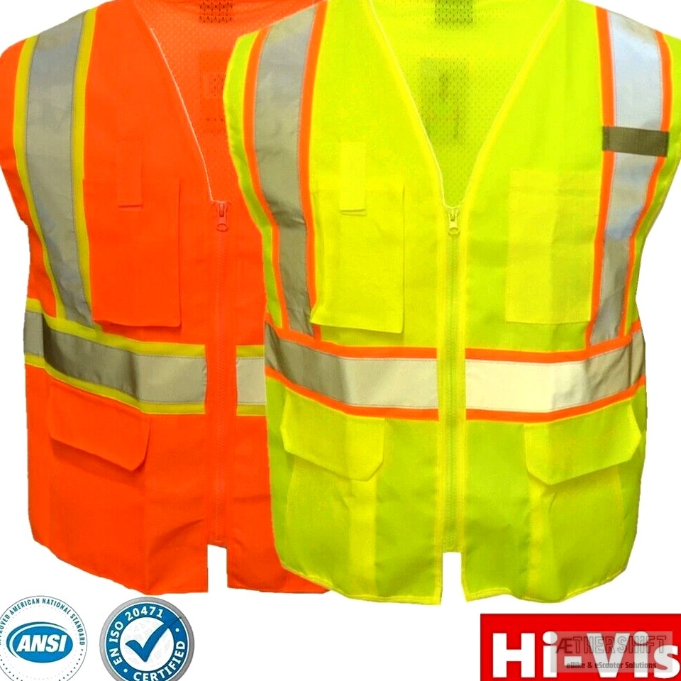 ANSI Class 2 hi-vis reflective safety vest in neon lime