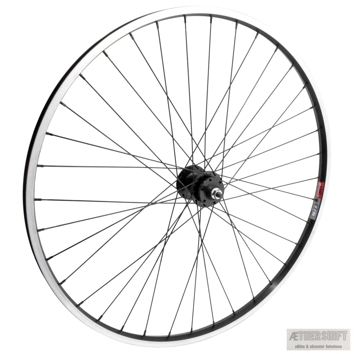 29 inch bolt-on front wheel with 6-bolt disc mount, black, 36 hole